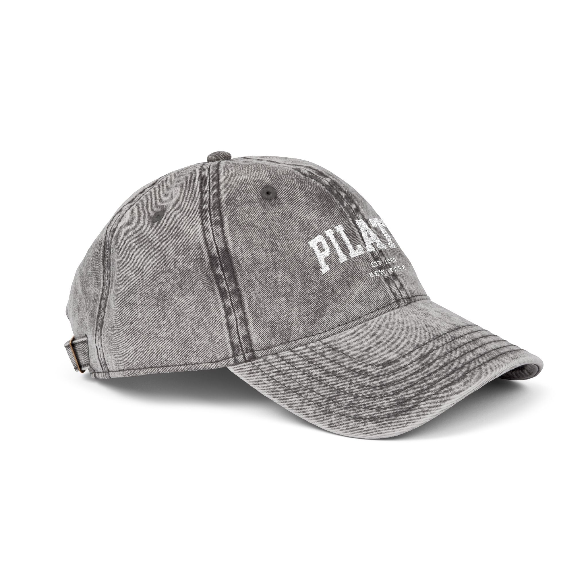 Pilates Vintage Embroidered Cap — Washed Grey Baseball Hat