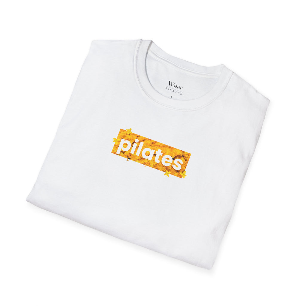Pilates Sunshine T-Shirt — Retro Yellow Pilates Logo Tee