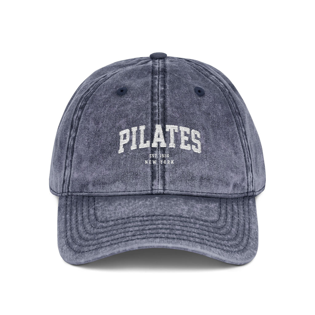 Pilates Vintage Embroidered Cap — Washed Grey Baseball Hat
