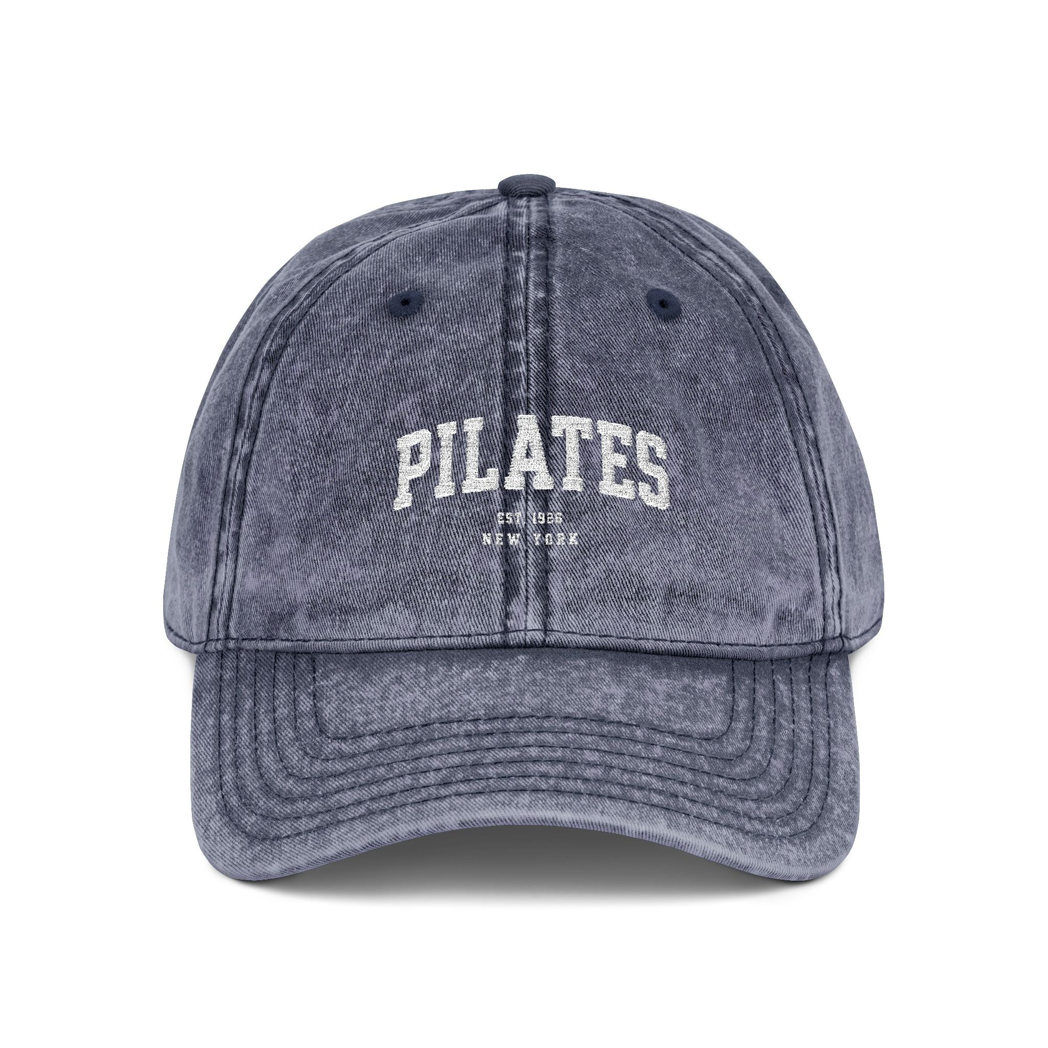 Pilates Vintage Embroidered Cap — Washed Grey Baseball Hat