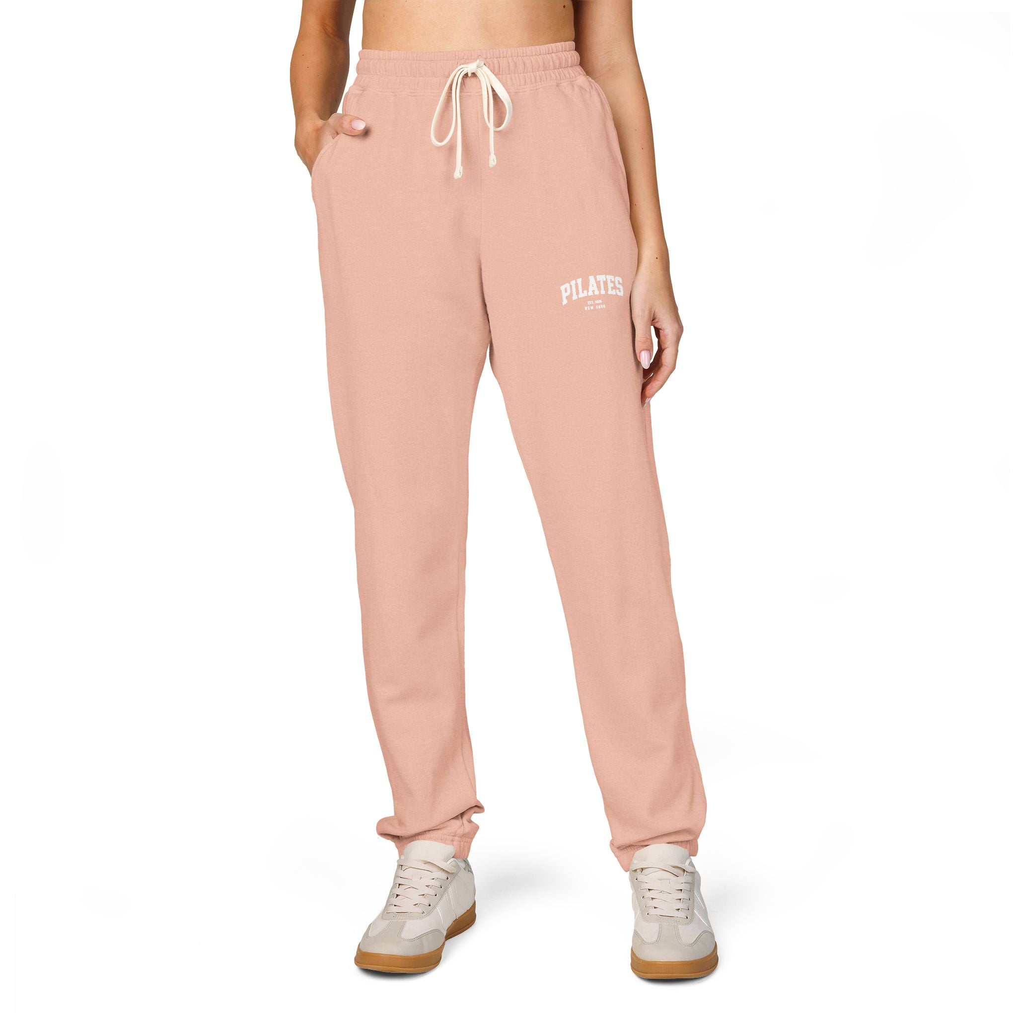 Blush Pink Garment-Dyed Fleece Sweatpants – Relaxed Unisex Joggers