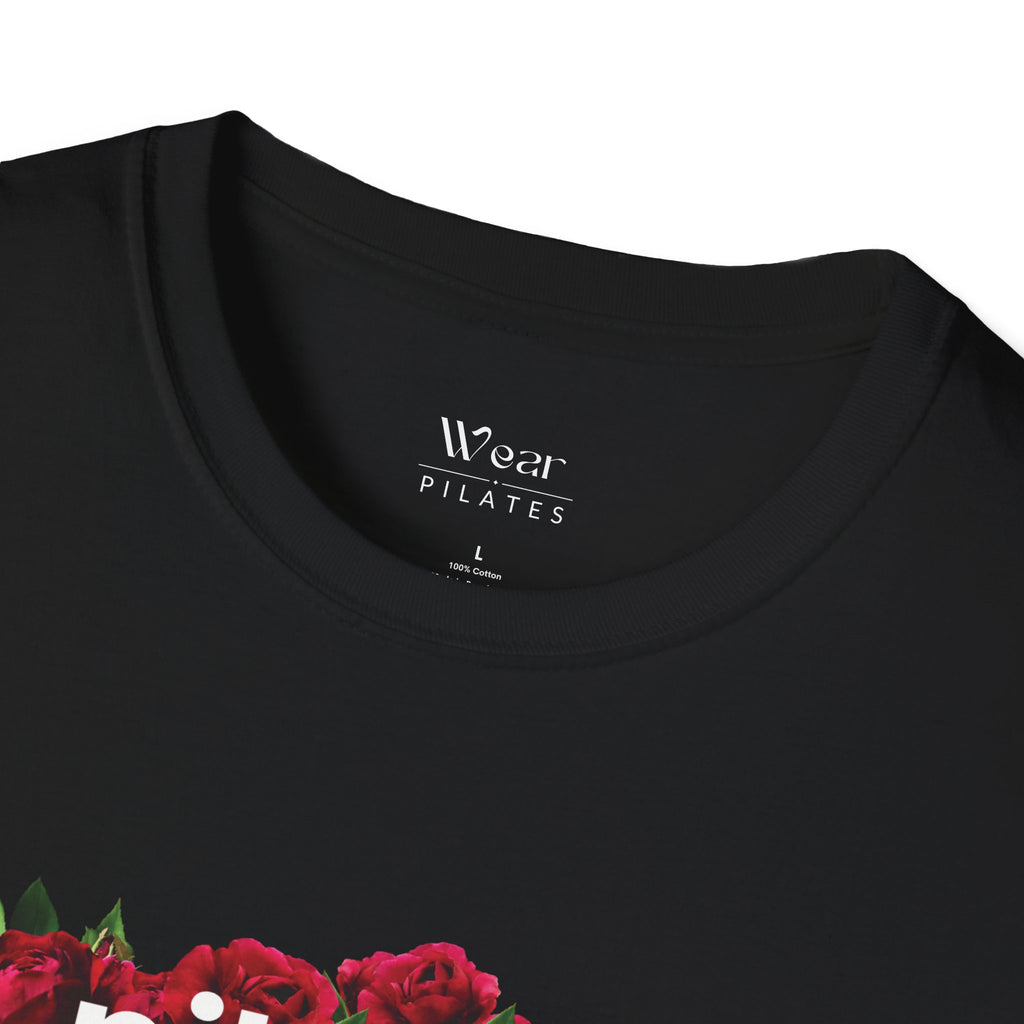 Pilates Floral T-Shirt — Roses Graphic Tee for Fitness & Wellness