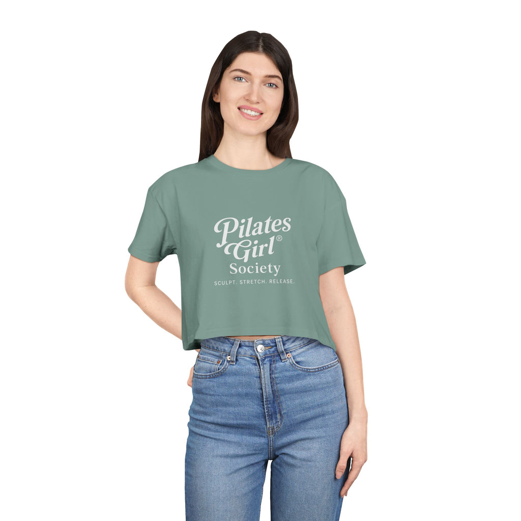 Pilates Girl Society Crop Tee – Women's Pilates Top, Fitness Lifestyle Shirt