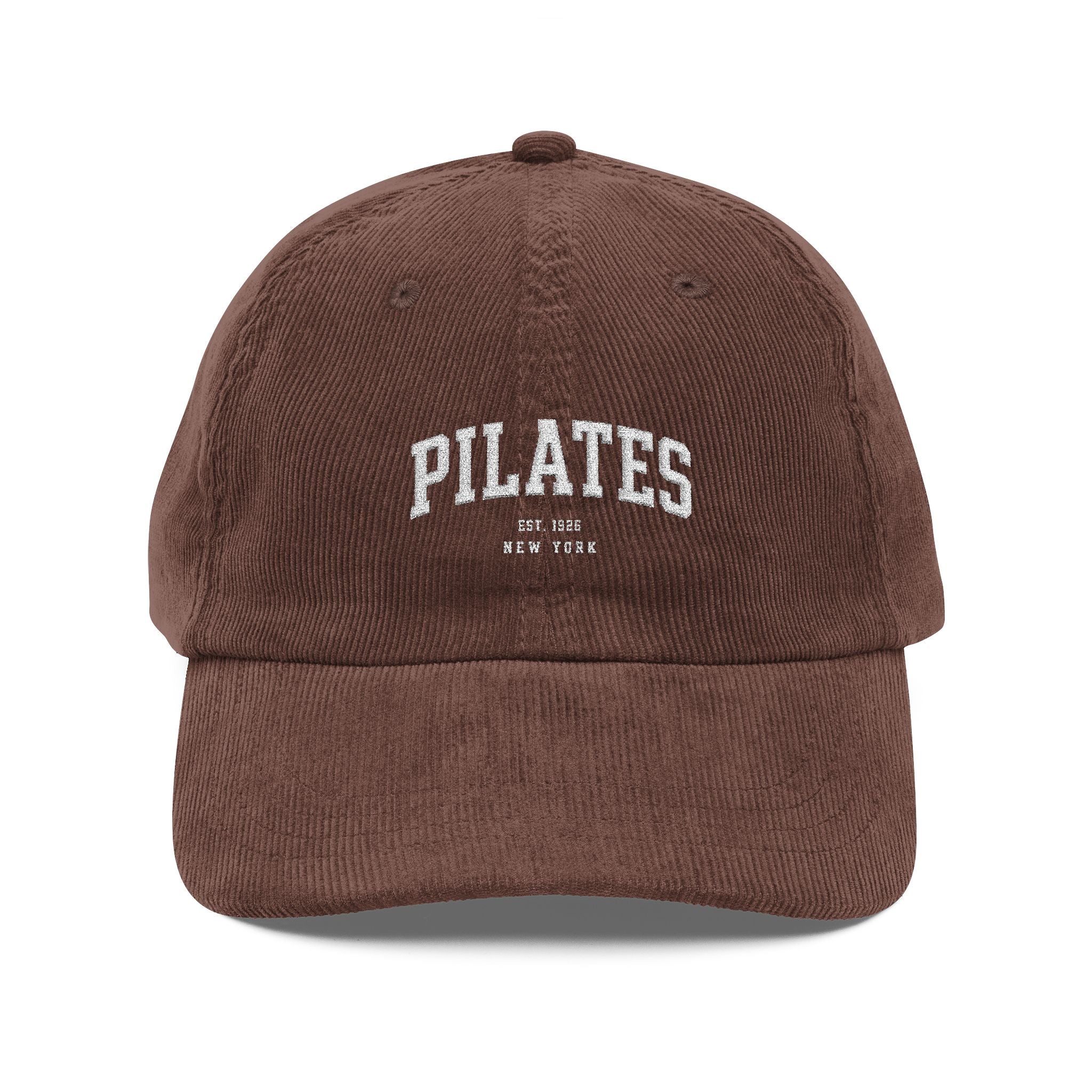 Pilates Embroidered Corduroy Cap — Vintage Casual Hat for Fitness Lovers