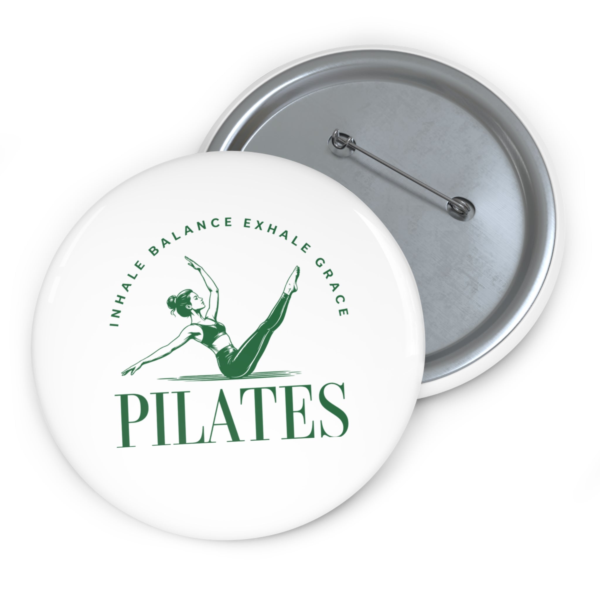 Pilates Pin Button – "Inhale Balance Exhale Grace" Fitness Badge