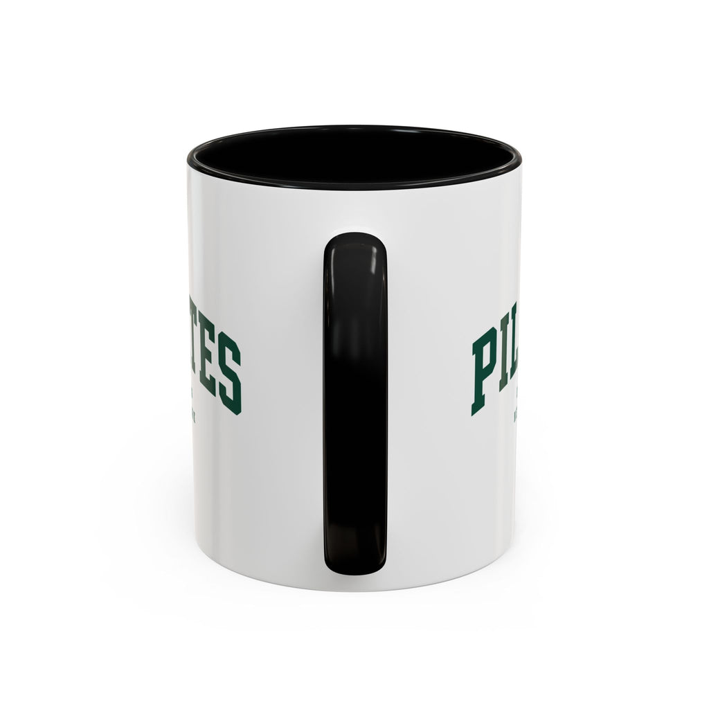 Pilates Accent Coffee Mug — 'PILATES' Collegiate Design, Wear Pilates Logo (11/15oz)