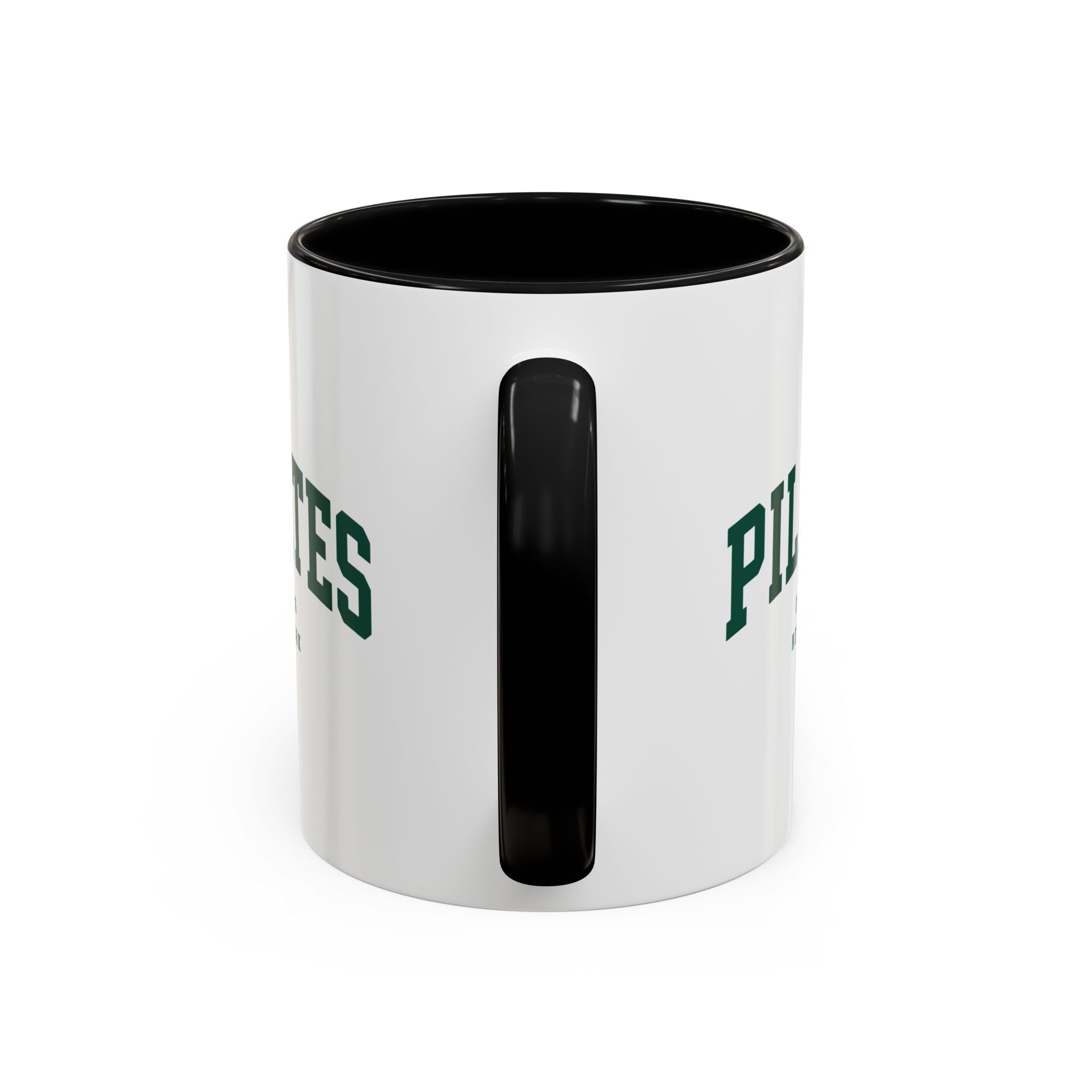 Pilates Accent Coffee Mug — 'PILATES' Collegiate Design, Wear Pilates Logo (11/15oz)